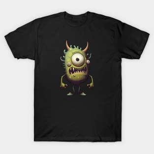 Three-Eyed Green Cute Funny Monster T-Shirt